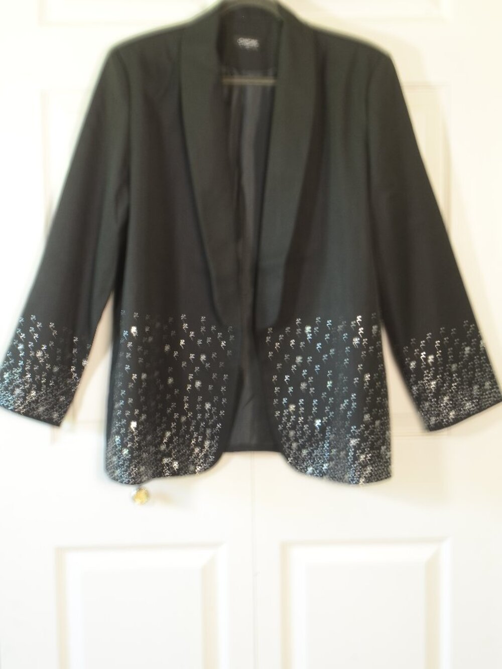 Chico’s Black Sequin Blazer Glam Y2K Evening Party Mob Wife Jacket